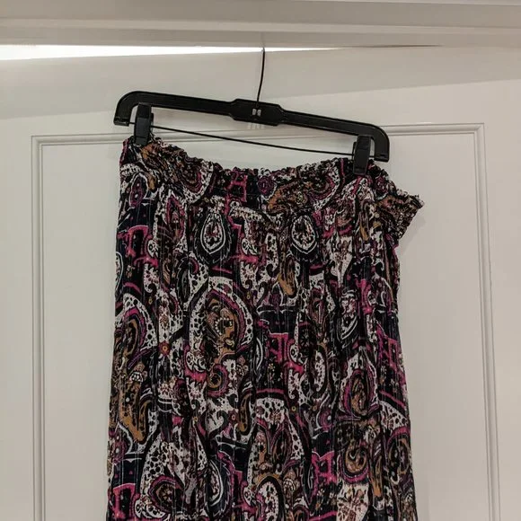 Anthropology Maxi Skirt Paisley Wrap w/Elastic Scrunched Waist Size L - Picture 6 of 9